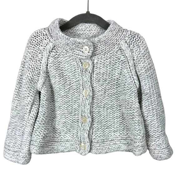Tea Collection Other - Tea Collection Grey Chunky Knit Seed Stitch Button Down Cardigan Sweater 2T 3T